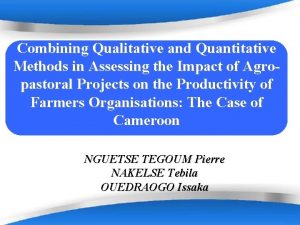Combining Qualitative and Quantitative Methods in Assessing the