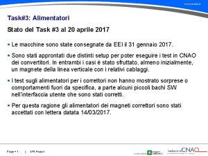 www cnao it Task3 Alimentatori Stato del Task