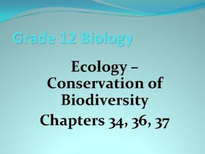 Grade 12 Biology Ecology Conservation of Biodiversity Chapters