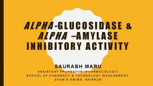 LPHAGLUCOSIDASE LPHA AMYLASE INHIBITORY ACTIVITY SAURABH MARU ASSISTANT