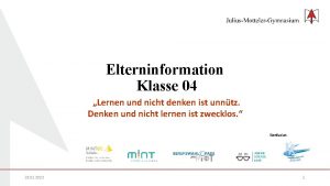 Elterninformation Klasse 04 Lernen und nicht denken ist