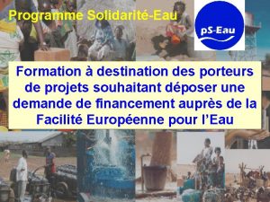 Programme SolidaritEau Formation destination des porteurs de projets