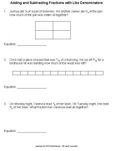 Adding and Subtracting Fractions with Like Denominators 1