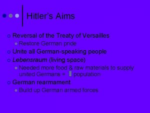 Hitlers Aims Reversal of the Treaty of Versailles