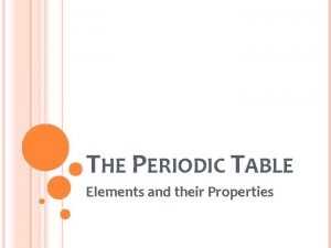 THE PERIODIC TABLE Elements and their Properties WARMUP