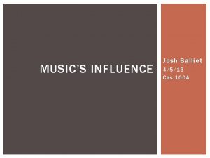 MUSICS INFLUENCE Josh Balliet 4513 Cas 100 A