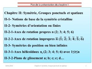 Plan de la prsentation du chapitre II 23012022