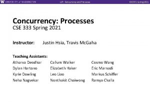 L 27 Concurrency and Processes CSE 333 Spring