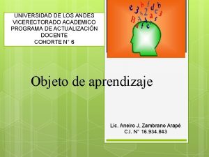 UNIVERSIDAD DE LOS ANDES VICERECTORADO ACADEMICO PROGRAMA DE