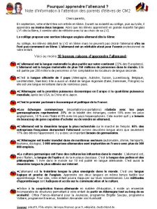 Pourquoi apprendre lallemand Note dinformation lattention des parents