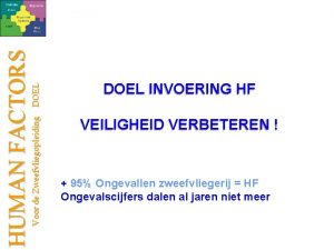 Voor de Zweefvliegopleiding DOEL HUMAN FACTORS DOEL INVOERING