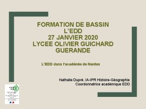 FORMATION DE BASSIN LEDD 27 JANVIER 2020 LYCEE