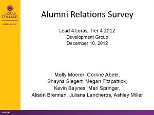 Alumni Relations Survey Lead 4 Loras Tier 4