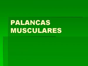 PALANCAS MUSCULARES En el cuerpo humano la Biomecnica