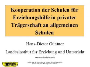 Kooperation der Schulen fr Erziehungshilfe in privater Trgerschaft