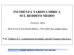 INCIDENZA TARIFFA IDRICA SUL REDDITO MEDIO ITALIA 06