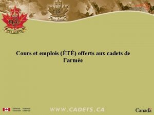 Cours et emplois T offerts aux cadets de