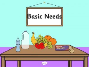 Basic Needs I can describe the basic needs