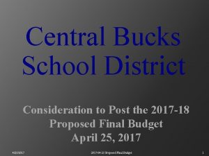 Central Bucks School District Consideration to Post the