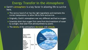 Energy Transfer in the Atmosphere Earths atmosphere is