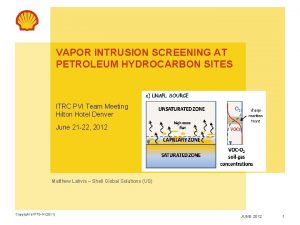 VAPOR INTRUSION SCREENING AT PETROLEUM HYDROCARBON SITES ITRC