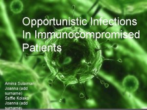 Opportunistic Infections In Immunocompromised Patients Amina Sulaiman Joanna