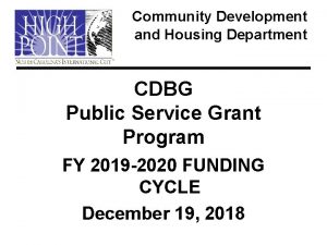 Community Development and Housing Department CDBG Public Service