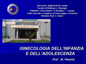 Universita degli Studi di Catania Facolt di Medicina