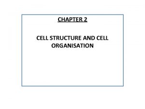 CHAPTER 2 CELL STRUCTURE AND CELL ORGANISATION 1