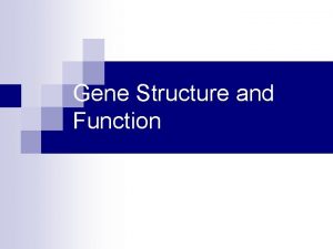 Gene Structure and Function Genetic Code All genomes