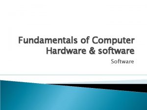 Fundamentals of Computer Hardware software Software Software Distinguish