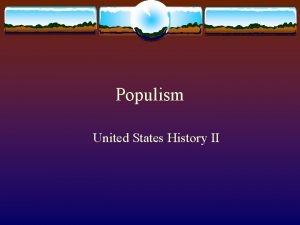 Populism United States History II Deflation v Prices