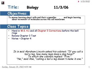 1232022 Title Biology 11306 Objectives To assess learning