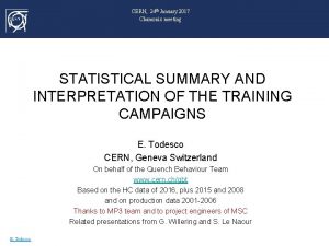 CERN 24 th January 2017 Chamonix meeting STATISTICAL