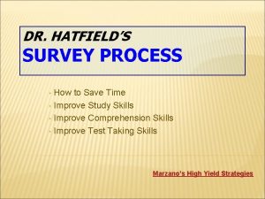 DR HATFIELDS SURVEY PROCESS How to Save Time