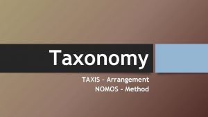 Taxonomy TAXIS Arrangement NOMOS Method Taxonomy is The