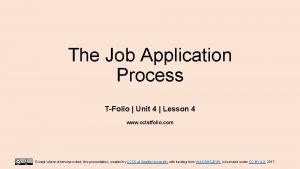 The Job Application Process TFolio Unit 4 Lesson