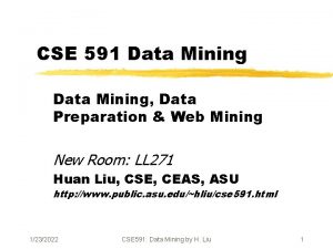 CSE 591 Data Mining Data Preparation Web Mining