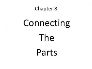 Chapter 8 Connecting The Parts 8 Connecting the