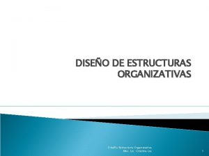 DISEO DE ESTRUCTURAS ORGANIZATIVAS Diseo Estructura Organizativa Msc