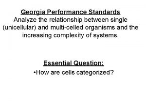 Georgia Performance Standards Analyze the relationship between single