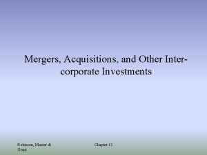Mergers Acquisitions and Other Intercorporate Investments Robinson Munter