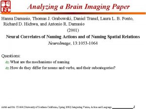 Analyzing a Brain Imaging Paper Hanna Damasio Thomas