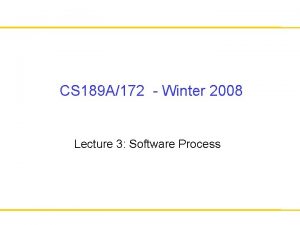 CS 189 A172 Winter 2008 Lecture 3 Software