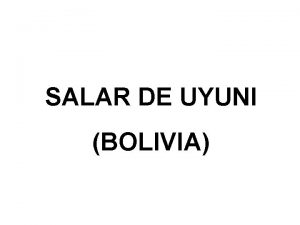 SALAR DE UYUNI BOLIVIA SALAR DE UYUNI El