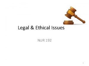 Legal Ethical Issues NUR 192 1 Chapter 22