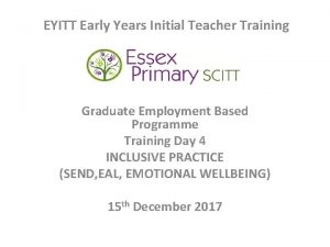 EYITT Early Years Initial Teacher Training Graduate Employment