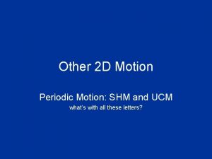 Other 2 D Motion Periodic Motion SHM and