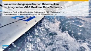 Von anwendungsspezifischen Datenbanken zur integrierten SAP Realtime Data