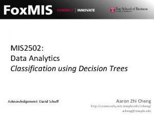 MIS 2502 Data Analytics Classification using Decision Trees